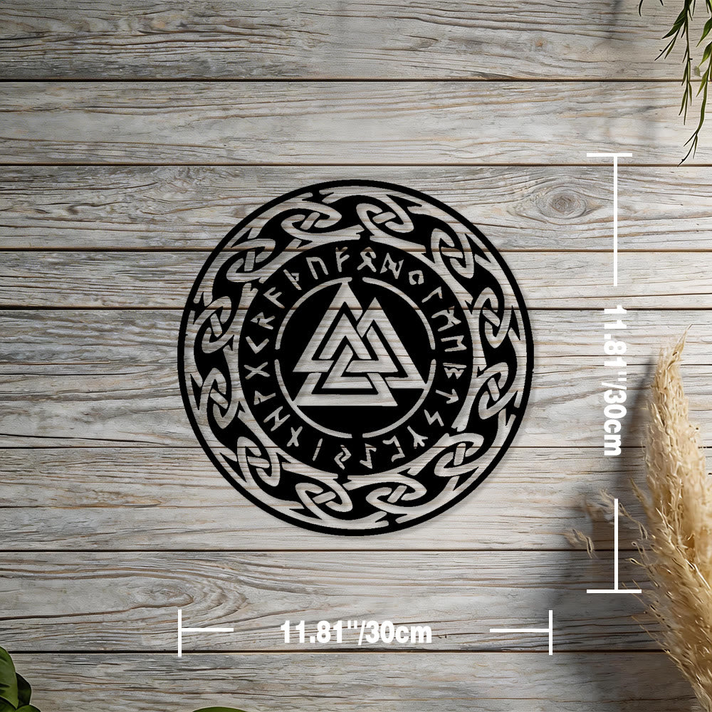 WorldNorse Valknut Celtic Knot Rune Circle Metal Wall Decor - Black - 11.81''*11.81''/30*30cm - image 1