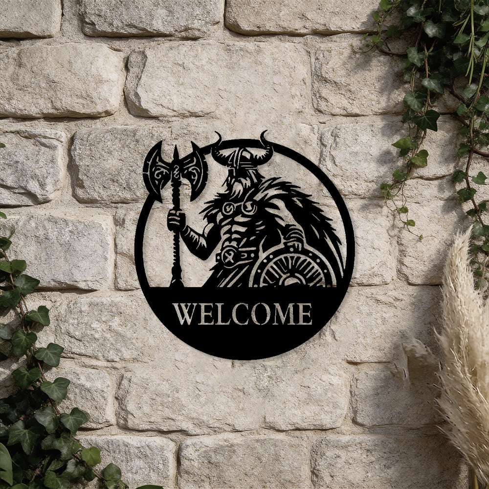 WorldNorse Viking Warrior Axe Shield Totem Welcome Metal Wall Decor - image 4