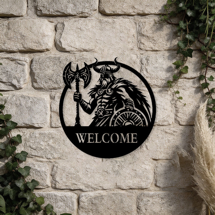 WorldNorse Viking Warrior Axe Shield Totem Welcome Metal Wall Decor - image 4