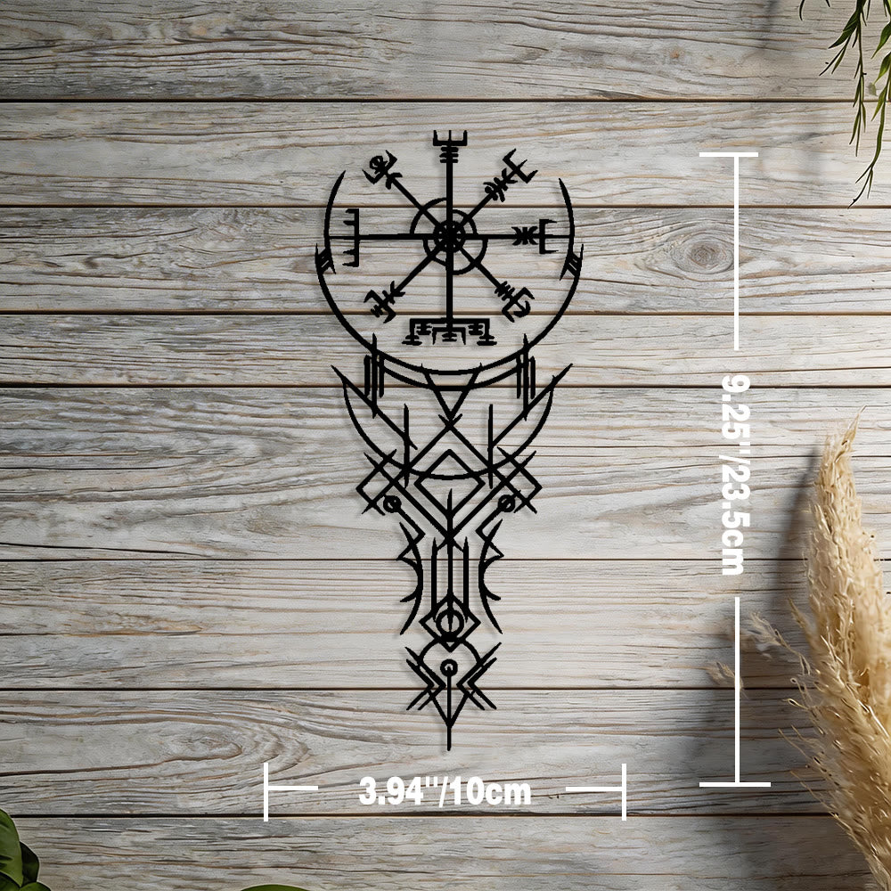 WorldNorse Viking Vegvisir Compass Totem Metal Wall Decor - Black - 3.94''*9.25''/10*23.5cm - image 1