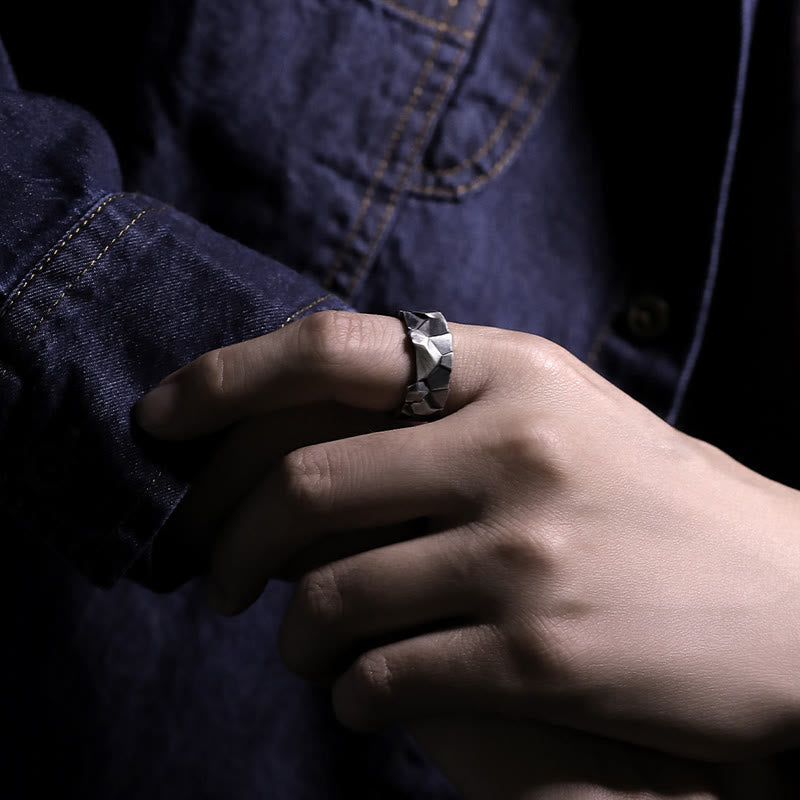 WorldNorse Handcrafted 999 Silver Rock Texture Band Ring - image 8