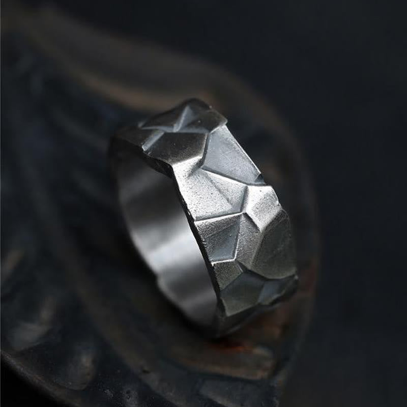 WorldNorse Handcrafted 999 Silver Rock Texture Band Ring - image 2