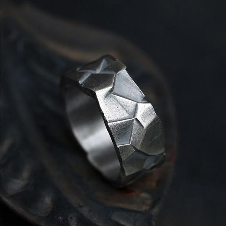 WorldNorse Handcrafted 999 Silver Rock Texture Band Ring - image 2