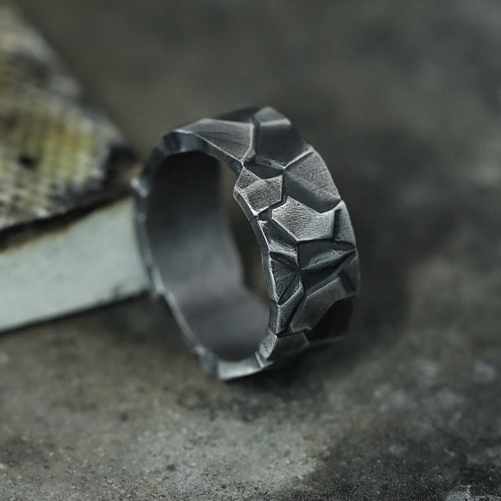 WorldNorse Handcrafted 999 Silver Rock Texture Band Ring - image 4