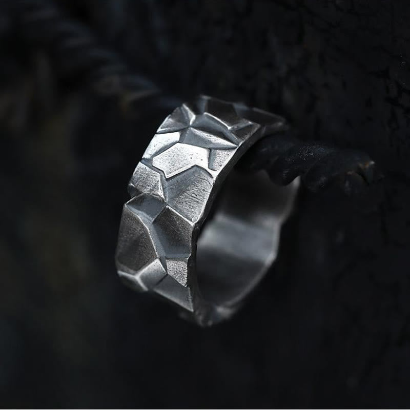 WorldNorse Handcrafted 999 Silver Rock Texture Band Ring - US 11 - image 0