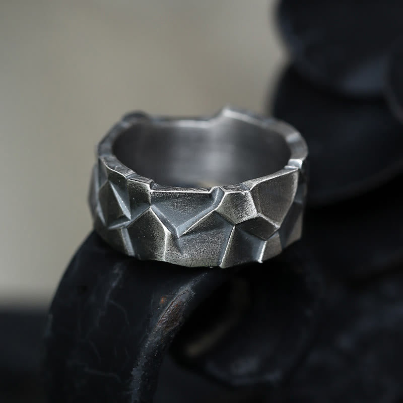 WorldNorse Handcrafted 999 Silver Rock Texture Band Ring - image 3