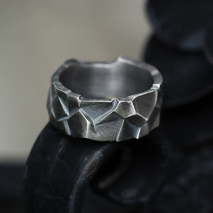 WorldNorse Handcrafted 999 Silver Rock Texture Band Ring - image 3