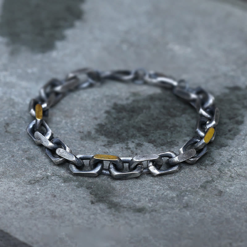 WorldNorse Handcrafted 925 Silver Forge Link Bracelet - 20cm - image 0