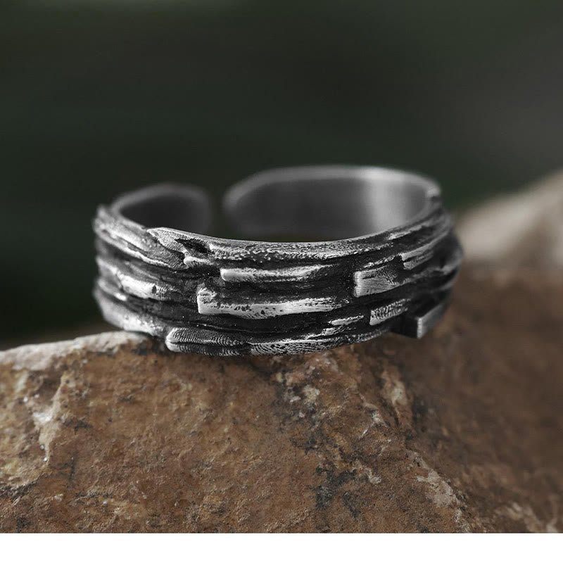 WorldNorse Handcrafted 999 Silver Timber Texture Ring - image 2