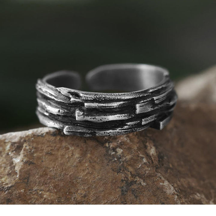 WorldNorse Handcrafted 999 Silver Timber Texture Ring - image 2
