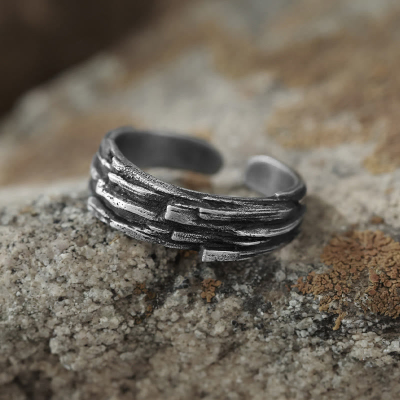 WorldNorse Handcrafted 999 Silver Timber Texture Ring - Large (US 7-US 10) - image 0
