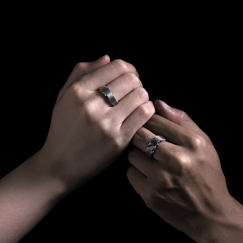 WorldNorse Handcrafted 999 Silver Cracked Cuff Ring - image 1