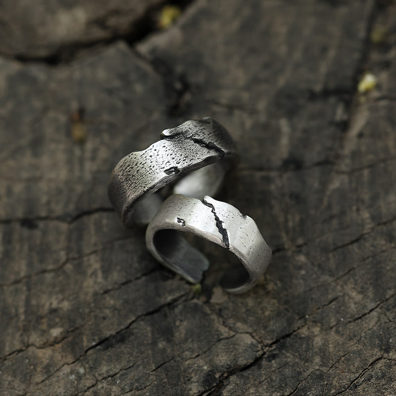 WorldNorse Handcrafted 999 Silver Cracked Cuff Ring - image 3