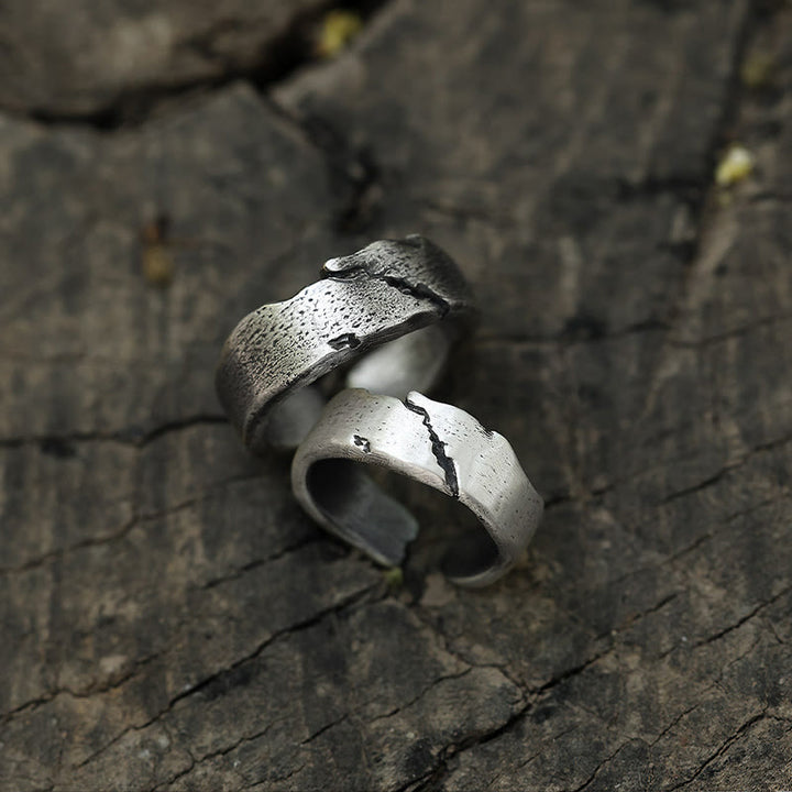 WorldNorse Handcrafted 999 Silver Cracked Cuff Ring - image 3