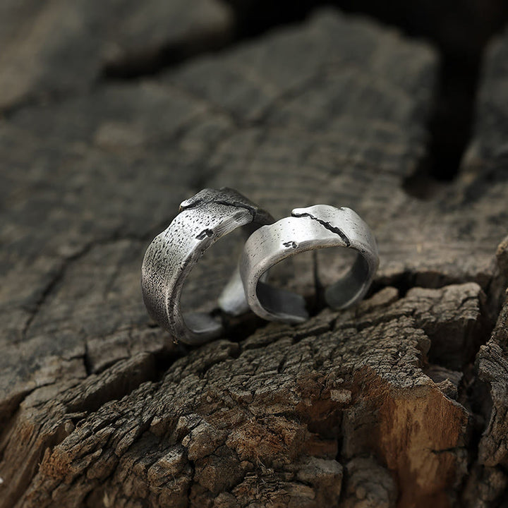 WorldNorse Handcrafted 999 Silver Cracked Cuff Ring - image 2