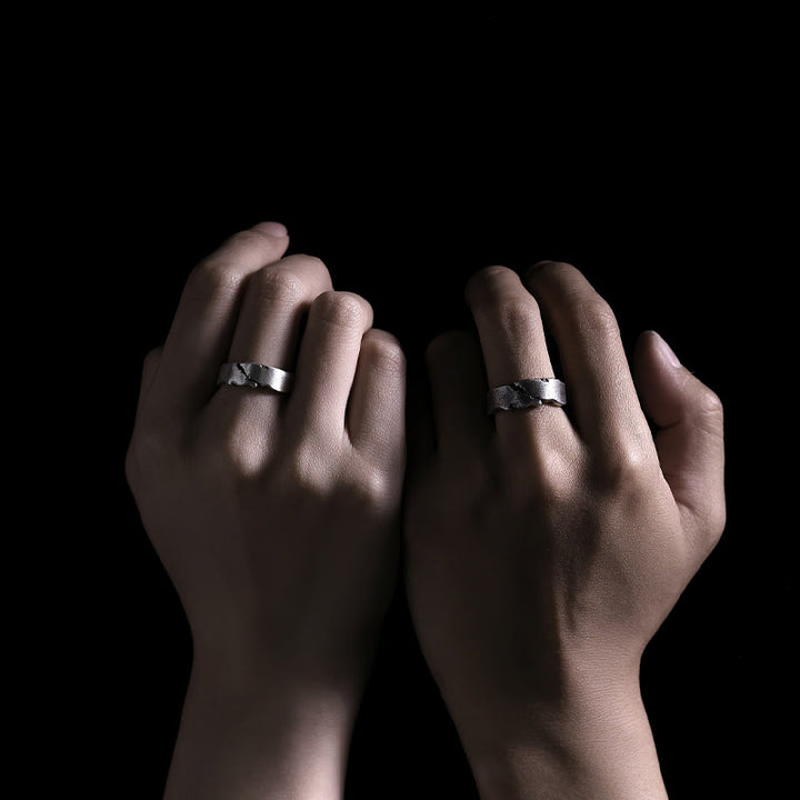 WorldNorse Handcrafted 999 Silver Cracked Cuff Ring - image 5