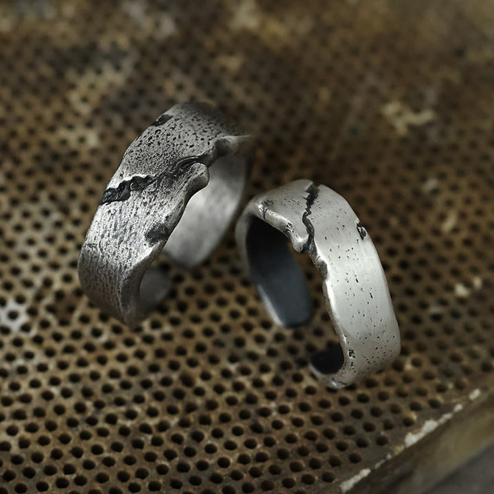 WorldNorse Handcrafted 999 Silver Cracked Cuff Ring - image 4