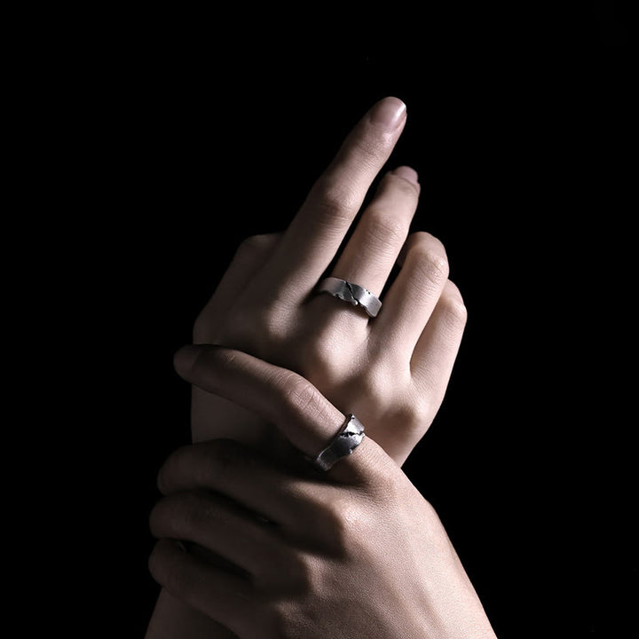 WorldNorse Handcrafted 999 Silver Cracked Cuff Ring - image 7