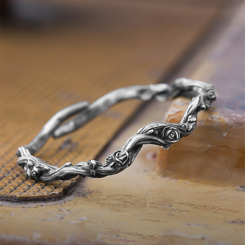 WorldNorse Handcrafted 999 Silver Thorn Rose Branch Bracelet - image 3