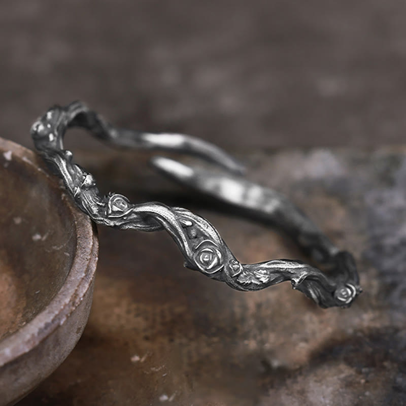 WorldNorse Handcrafted 999 Silver Thorn Rose Branch Bracelet - Bracelet - image 0