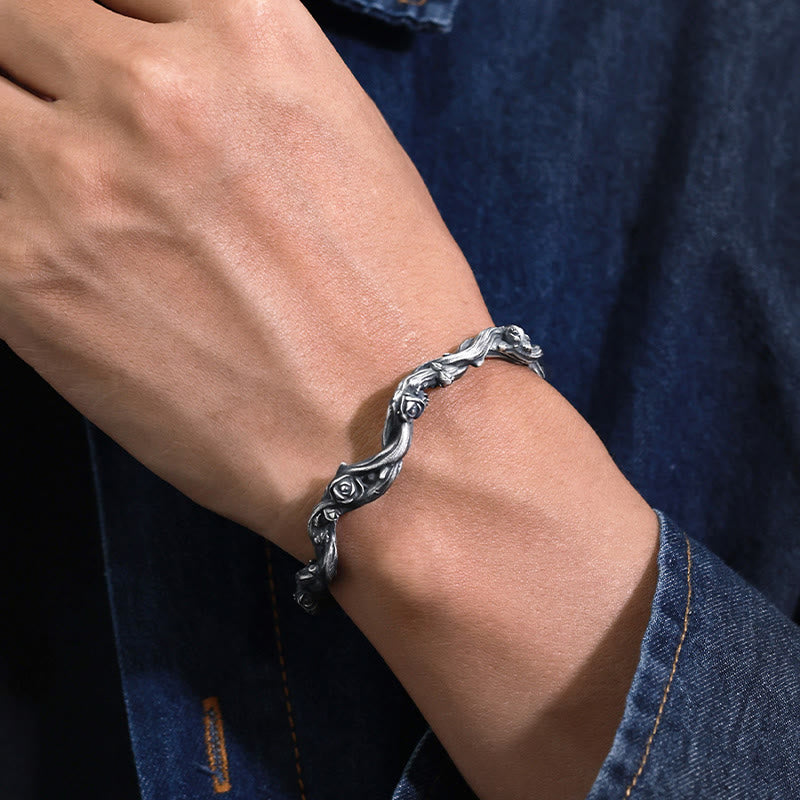 WorldNorse Handcrafted 999 Silver Thorn Rose Branch Bracelet - image 5