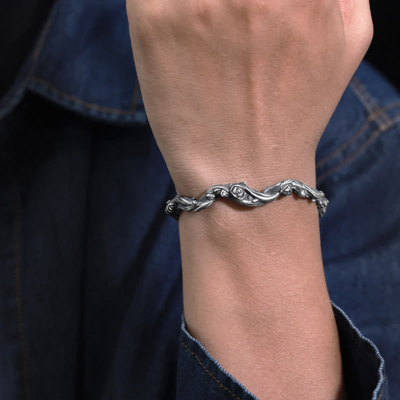 WorldNorse Handcrafted 999 Silver Thorn Rose Branch Bracelet - image 6