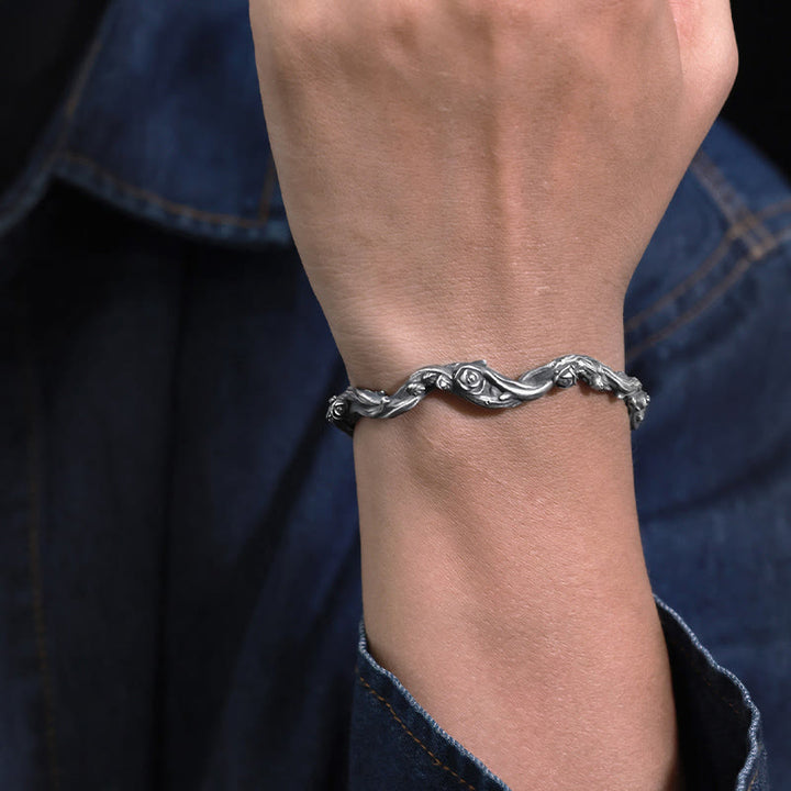 WorldNorse Handcrafted 999 Silver Thorn Rose Branch Bracelet - image 6