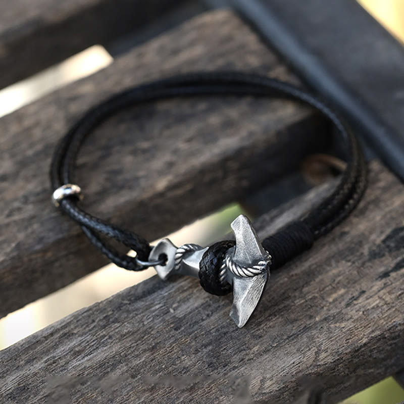 WorldNorse Handcrafted 999 Silver Anchor Braided Bracelet - 23cm - image 0