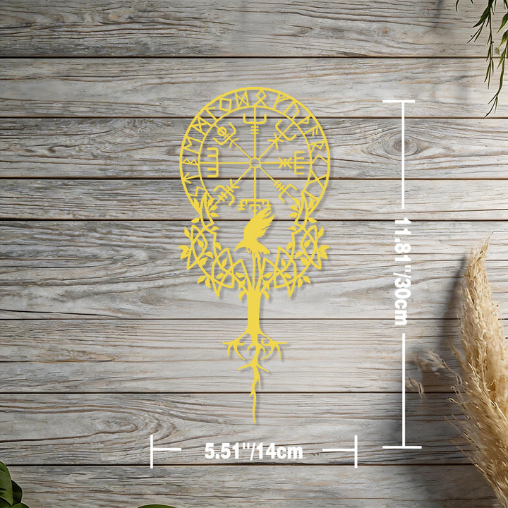 WorldNorse Viking Vegvisir Raven Yggdrasil Metal Wall Decor - Gold - 5.51''*11.81''/14*30cm - image 9
