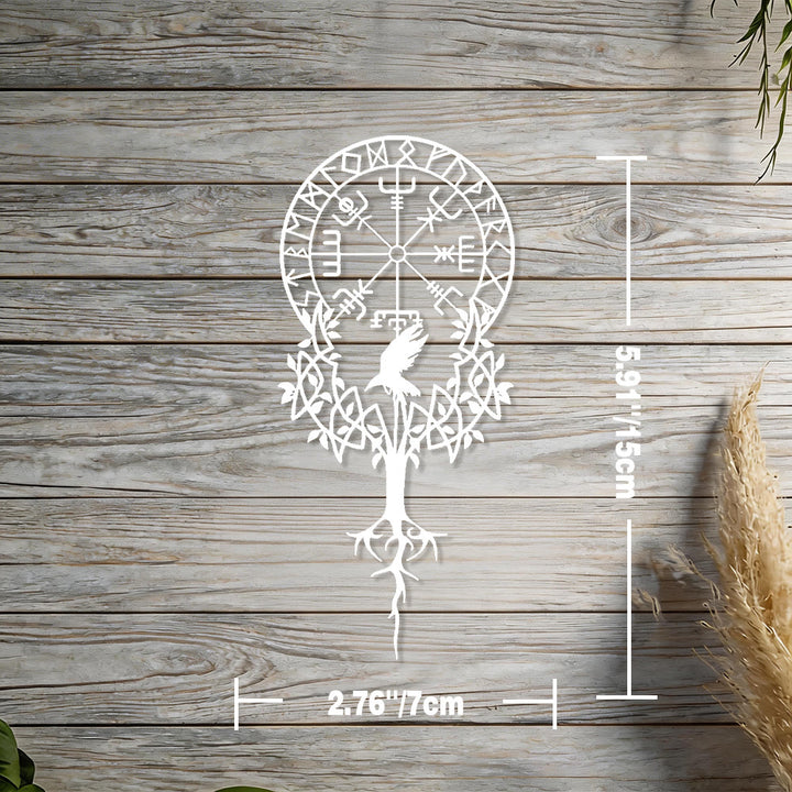 WorldNorse Viking Vegvisir Raven Yggdrasil Metal Wall Decor - White - 2.76''*5.91''/7*15cm - image 16