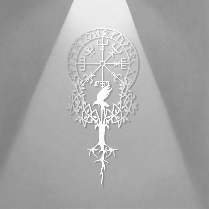 WorldNorse Viking Vegvisir Raven Yggdrasil Metal Wall Decor - image 11