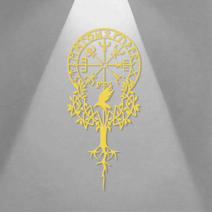 WorldNorse Viking Vegvisir Raven Yggdrasil Metal Wall Decor - image 7