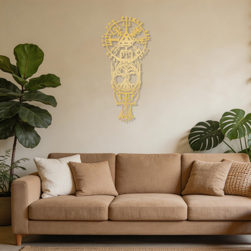 WorldNorse Vegvisir Valknut Yggdrasil Totem Metal Wall Decor - image 10