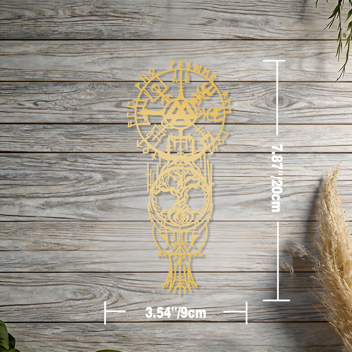 WorldNorse Vegvisir Valknut Yggdrasil Totem Metal Wall Decor - Gold - 7.87''*3.54''/20*9cm - image 8