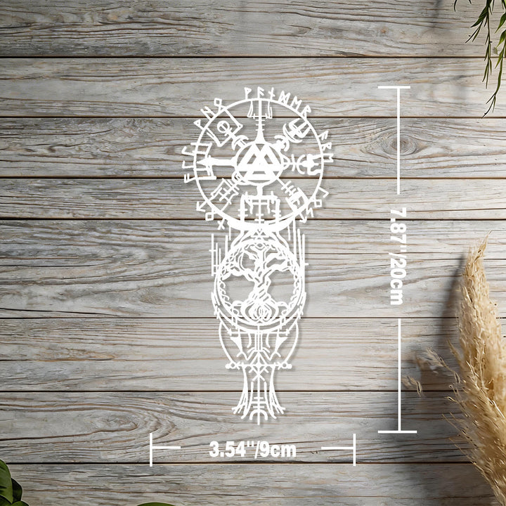 WorldNorse Vegvisir Valknut Yggdrasil Totem Metal Wall Decor - White - 7.87''*3.54''/20*9cm - image 16