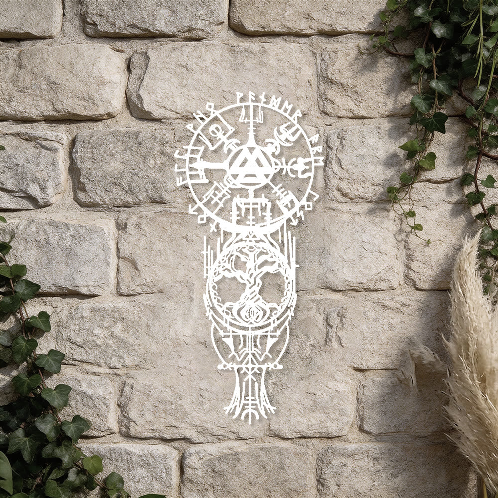 WorldNorse Vegvisir Valknut Yggdrasil Totem Metal Wall Decor - image 18
