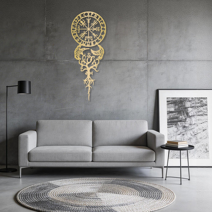 WorldNorse Odinic Compass Raven Yggdrasil Rune Metal Wall Decor - image 8