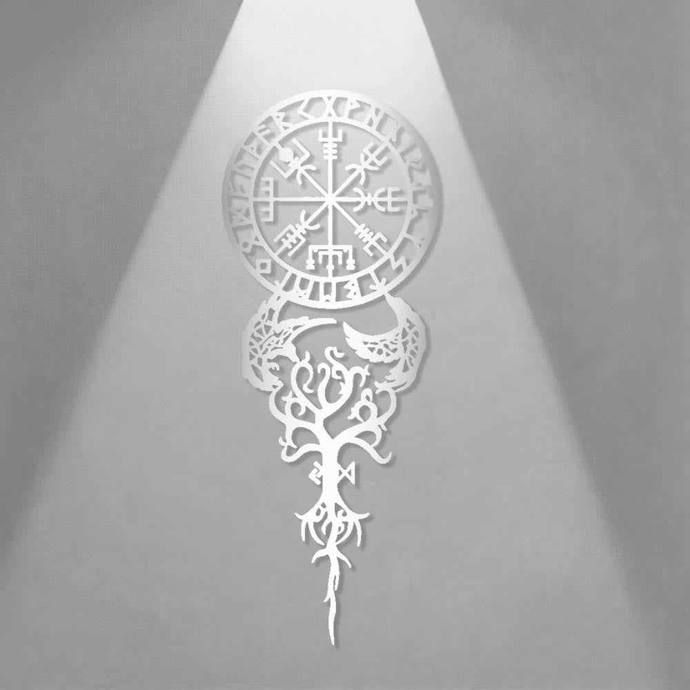 WorldNorse Odinic Compass Raven Yggdrasil Rune Metal Wall Decor - image 9