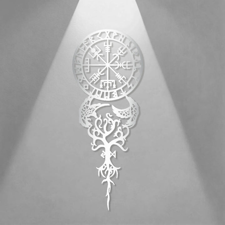 WorldNorse Odinic Compass Raven Yggdrasil Rune Metal Wall Decor - image 9