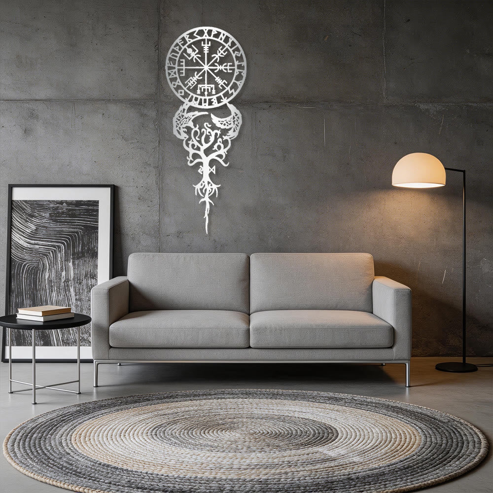 WorldNorse Odinic Compass Raven Yggdrasil Rune Metal Wall Decor - image 11