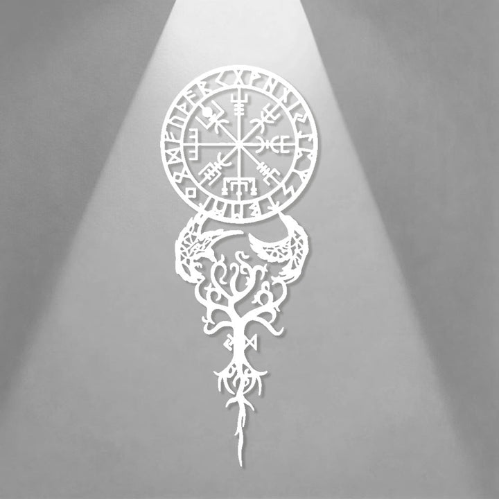 WorldNorse Odinic Compass Raven Yggdrasil Rune Metal Wall Decor - image 12