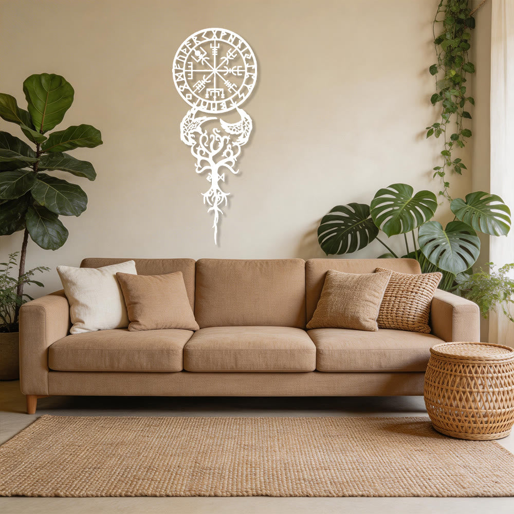 WorldNorse Odinic Compass Raven Yggdrasil Rune Metal Wall Decor - image 14