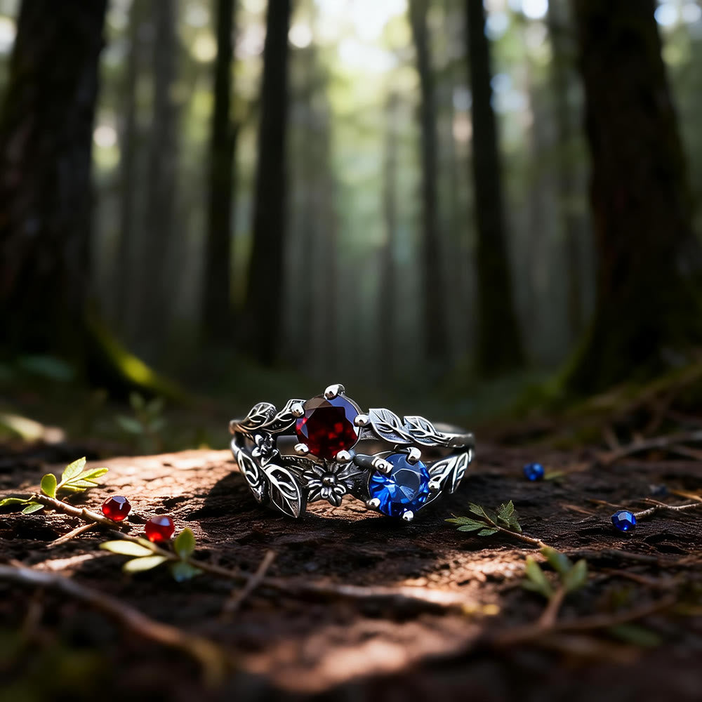 FREE Today: Branch Garnet and Blue Sapphire Floral Ring - US 10 - image 0
