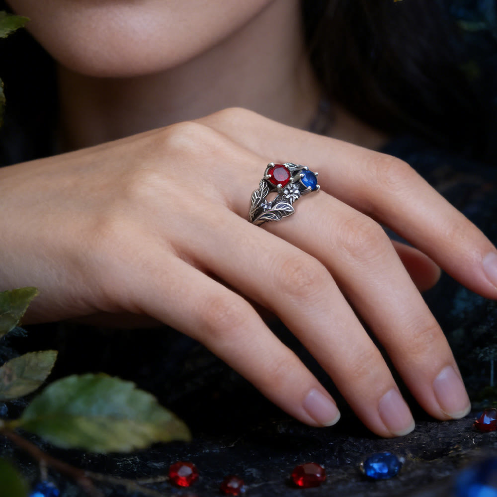 FREE Today: Branch Garnet and Blue Sapphire Floral Ring - image 1