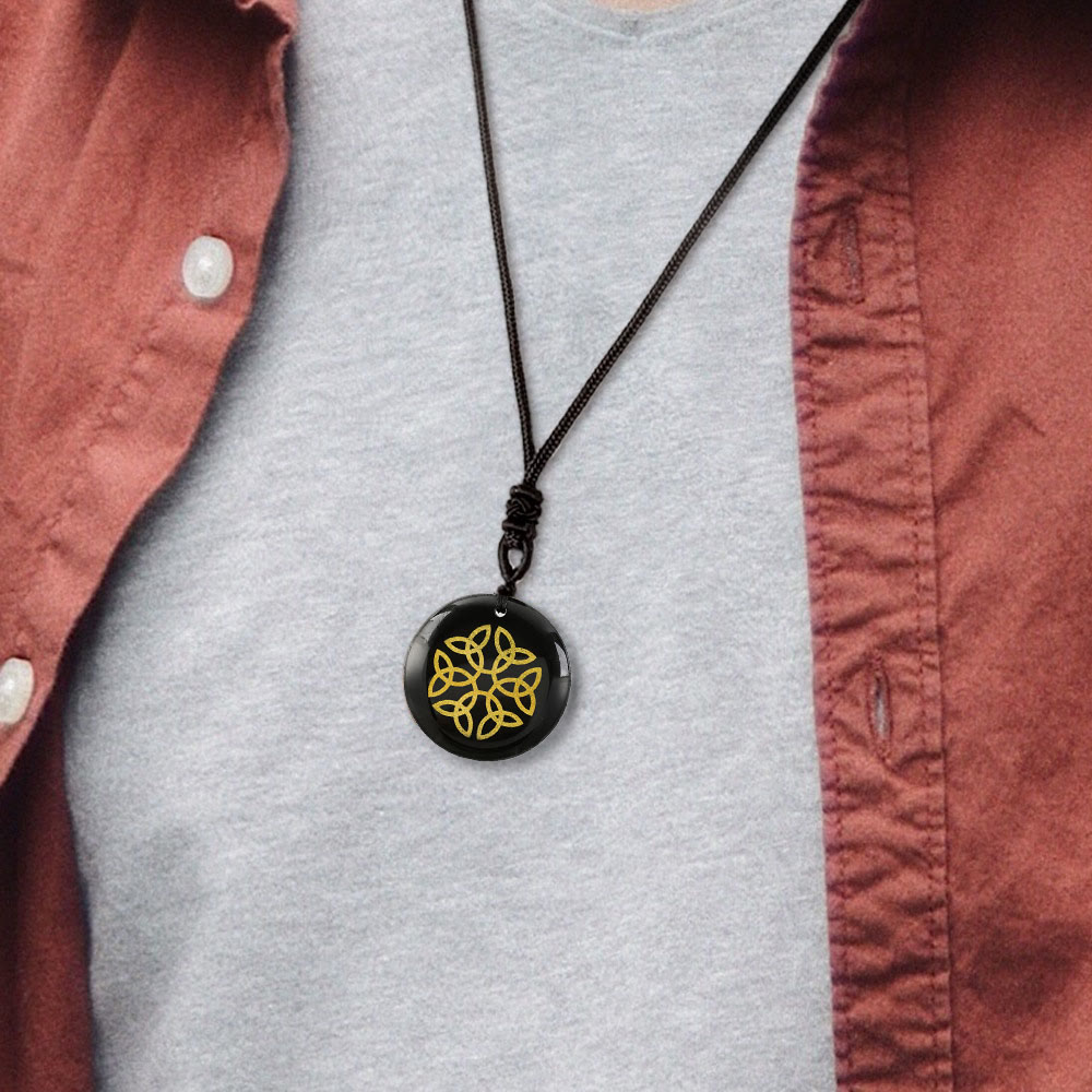 WorldNorse Triquetra Flower Knot Crystal Necklace - image 1