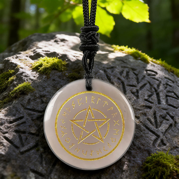 WorldNorse Pentacle Rune Warding Crystal Necklace - Clear Agate - image 10