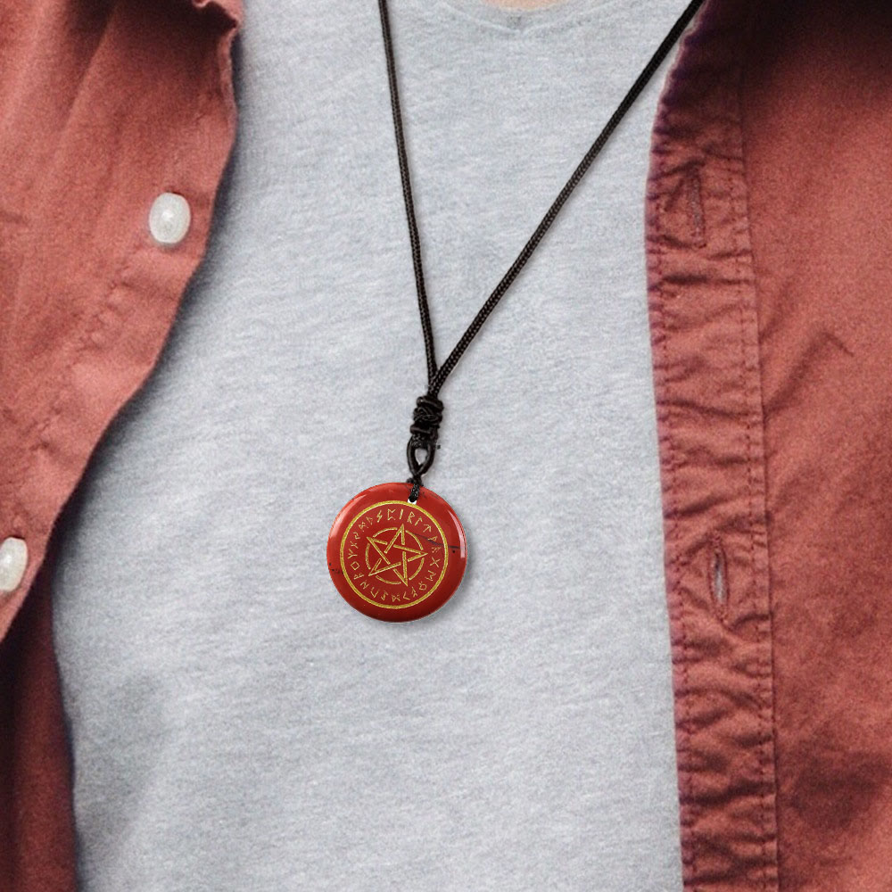 WorldNorse Pentacle Rune Warding Crystal Necklace - image 1