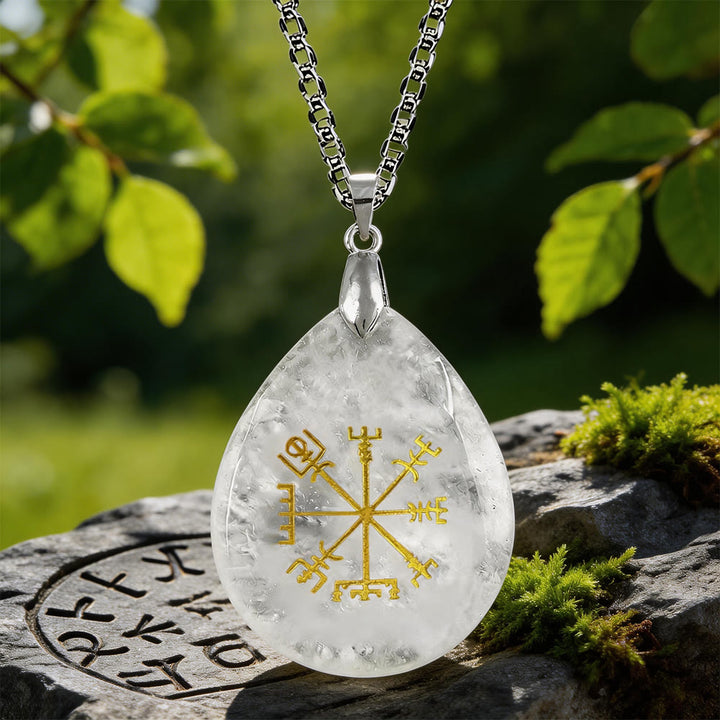 WorldNorse Viking Vegvisir Journey Warding Crystal Necklace - Clear Quartz - image 11