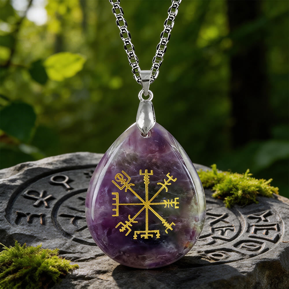WorldNorse Viking Vegvisir Journey Warding Crystal Necklace - Amethyst - image 6
