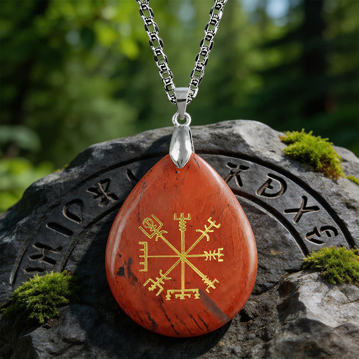 WorldNorse Viking Vegvisir Journey Warding Crystal Necklace - Red Jasper - image 10